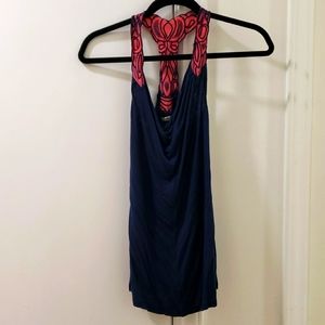 Urban Outfitters Eoote Navy with Pink Detail Racerback Tank Top SZ S 100% Rayon